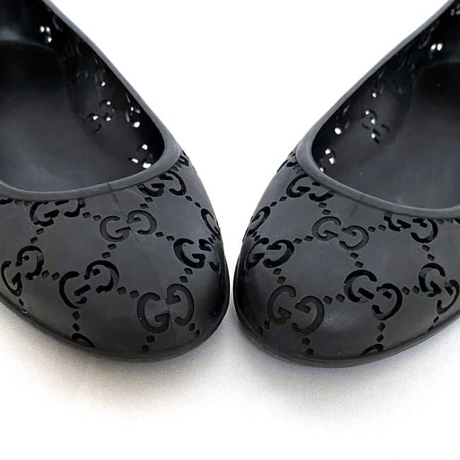 Gucci Flat Shoes Black Cima Excellent Condition 24.0cm (9.45in) Rubber Preowned