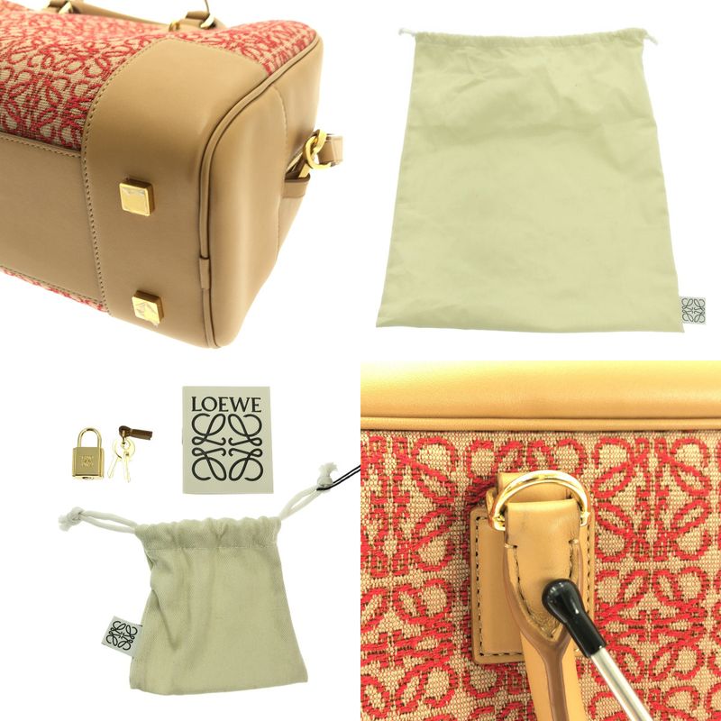 Loewe Amazona 28 Anagram Jacquard 2way Shoulder Bag - Beige Red - Women