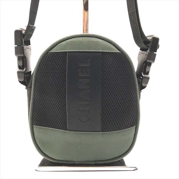 Chanel CC Logo Sports Line Shoulder Bag 2-Way Nylon Canvas Black Green
