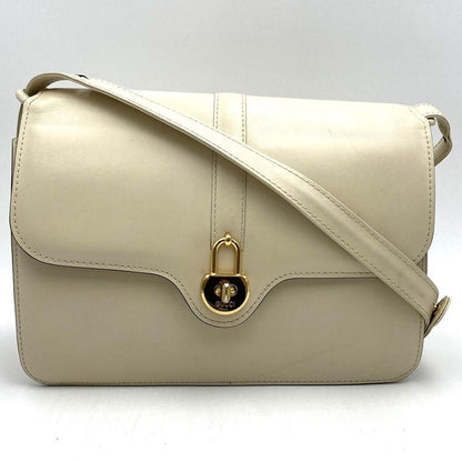 Gucci Shoulder Bag Leather White Vintage Old Gucci Women's