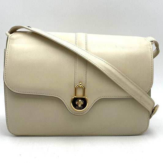 Gucci Shoulder Bag Leather White Vintage Old Gucci Women's