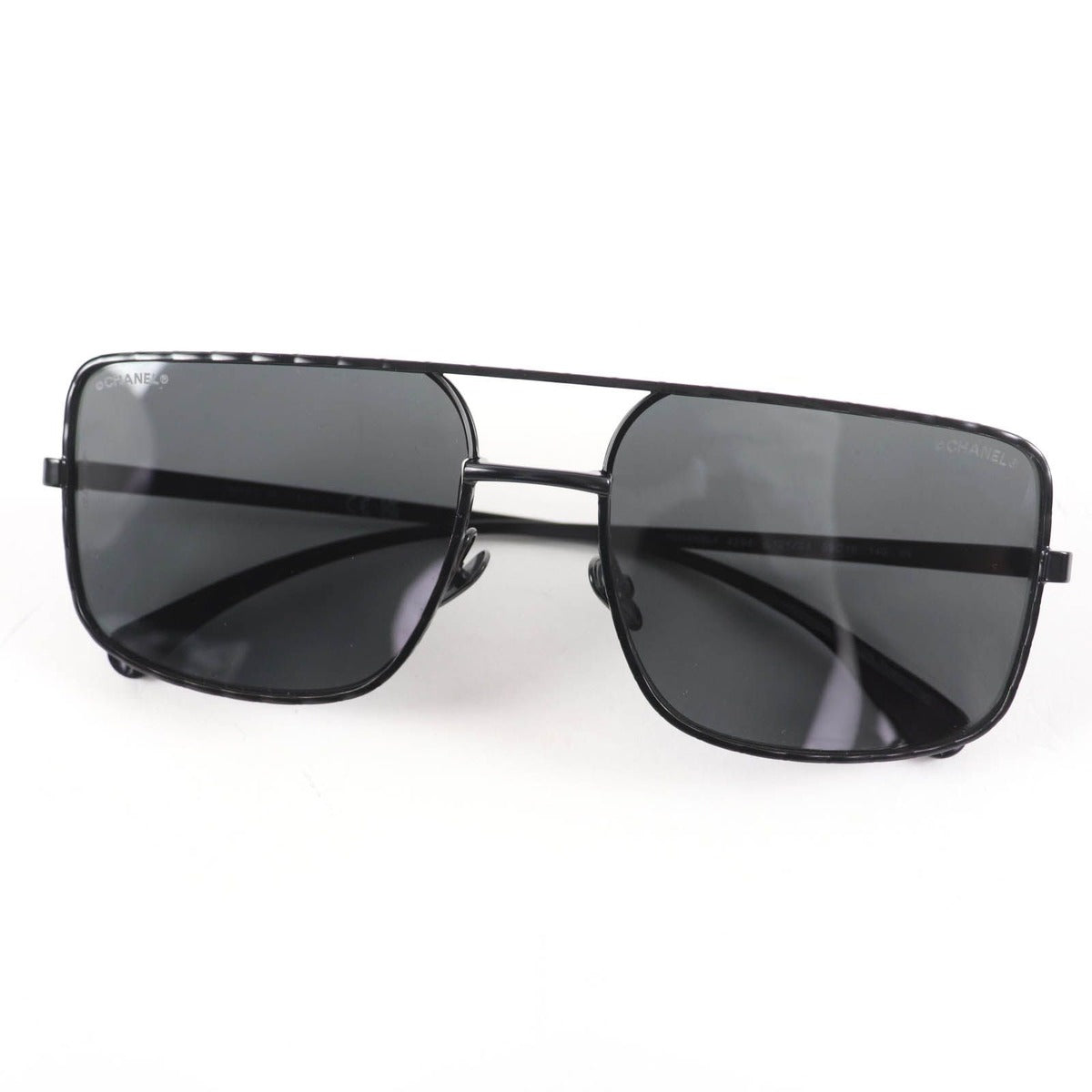 Chanel Pilot Sunglasses Logo Quilted Two Bridge Black