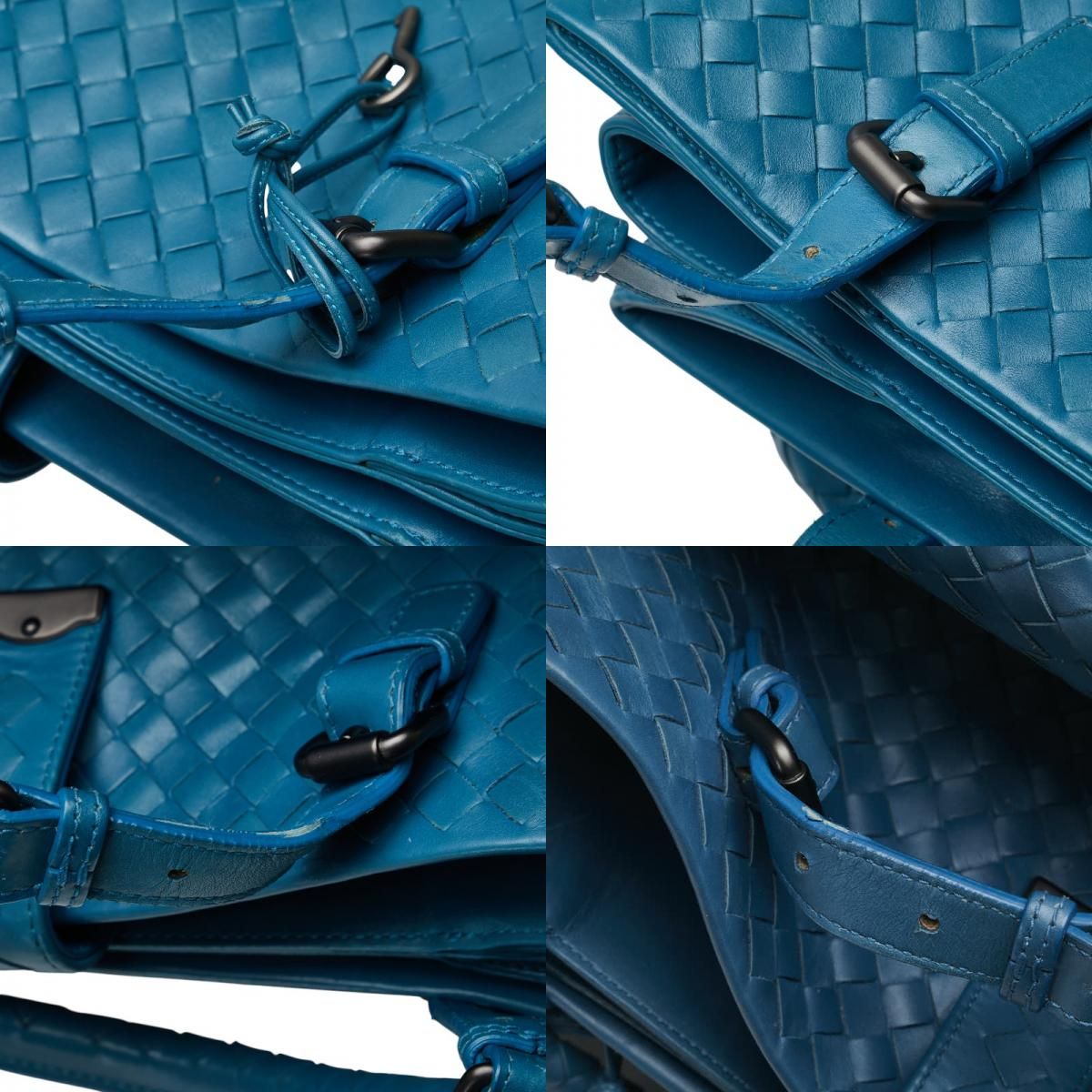 Bottega Veneta Intrecciato Handbag Tote Bag Blue Leather Women Bottega Veneta