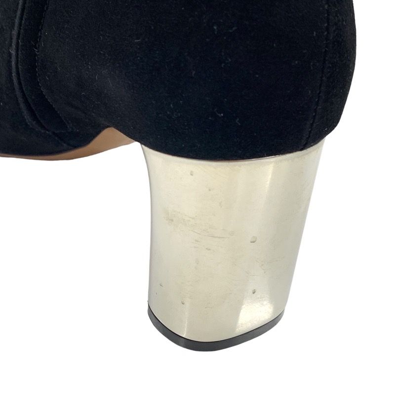 Unused Celine Boots Short Boots Shoes Bang Metal Heel Suede Black Silver