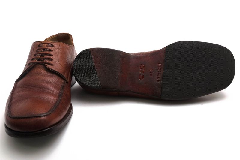 Hermes Shoes Business Shoes Business Men Leather Genuine Leather Brown U-Tip