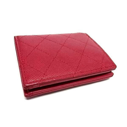 Chanel Cruise Line Coco Marc Classe Caviar Leather Fold Wallet In Burgundy Cb1956 — view 2