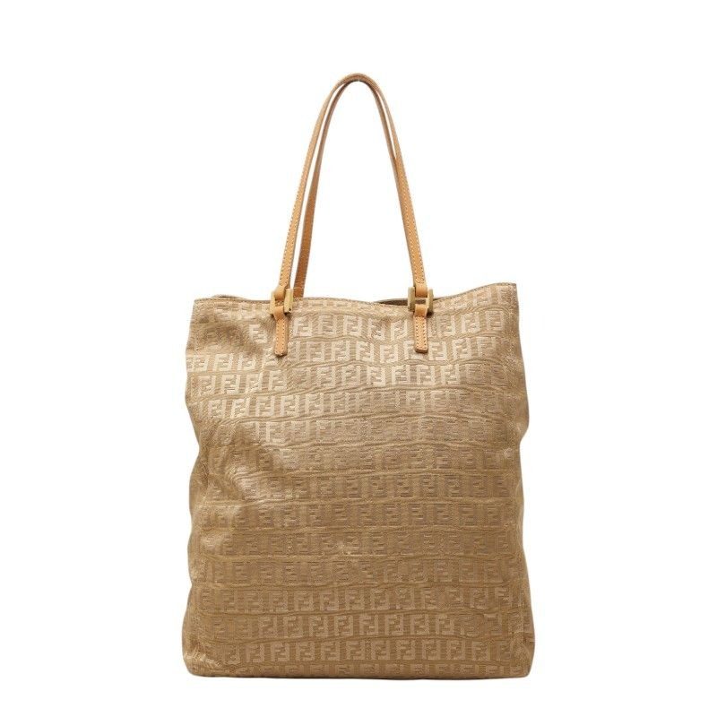 Fendi Zucchino Tote Beige Nylon Leather