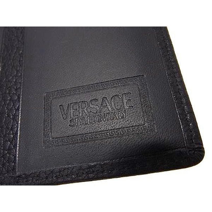 Versace Sunburst Leather Bifold Wallet Billfold Coin Purse Black — view 6