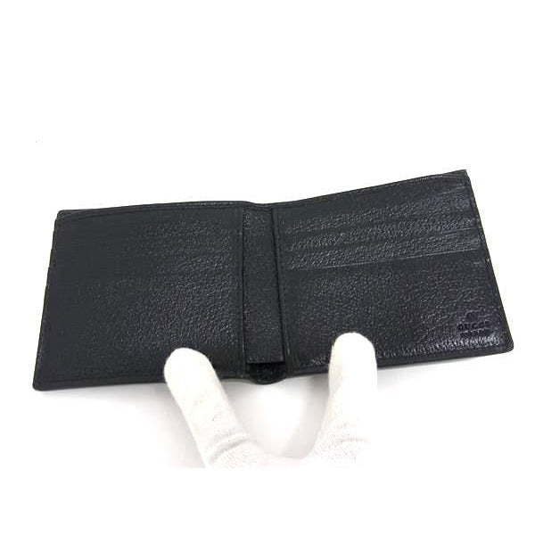 Gucci 0416 Nylon Canvas And Leather Fold Wallet Black Bm7560 — view 3