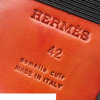 Hermes Loafers Black Leather H Logo Square Toe 42 Shoes — view 5