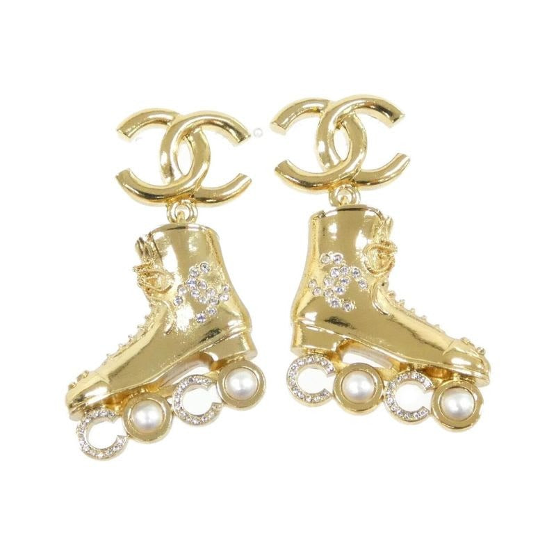 Chanel Runway Gold-Tone Roller Skate Charm Earrings