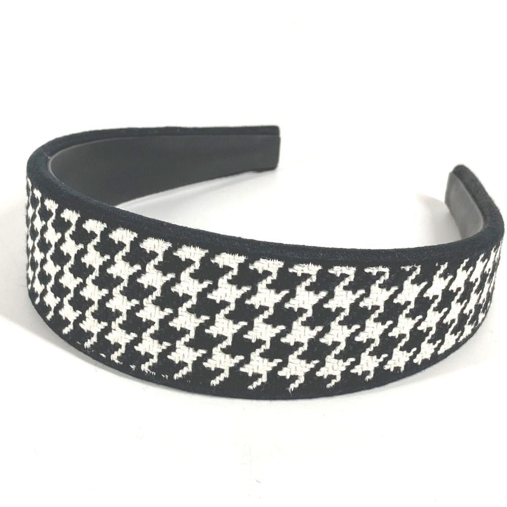 Dior Headband Houndstooth Logo Cotton Black White