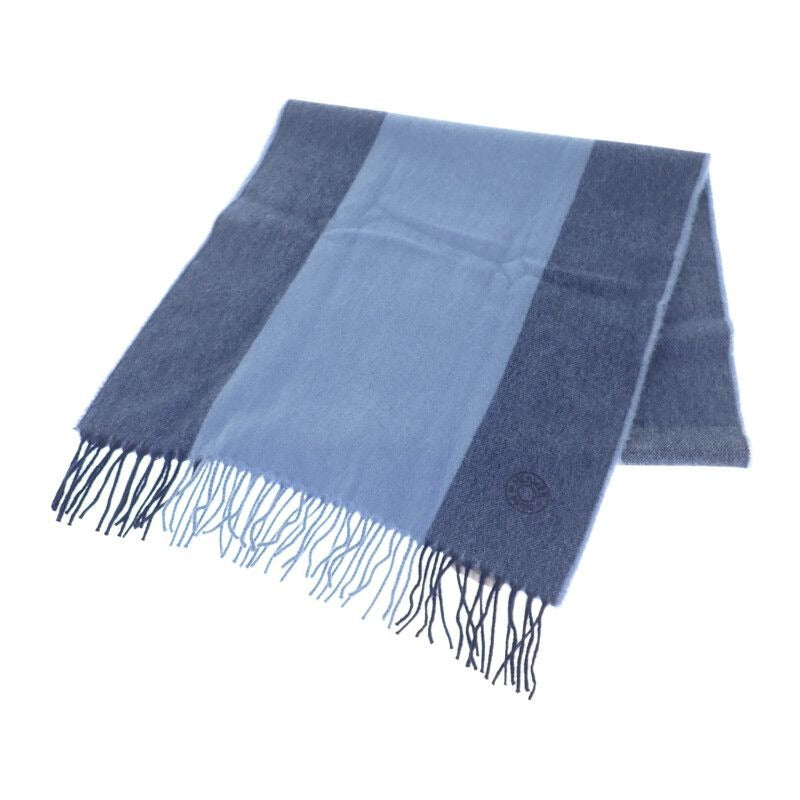 Hermes H Summer Block Scarf Cashmere Blue Autumn Winter