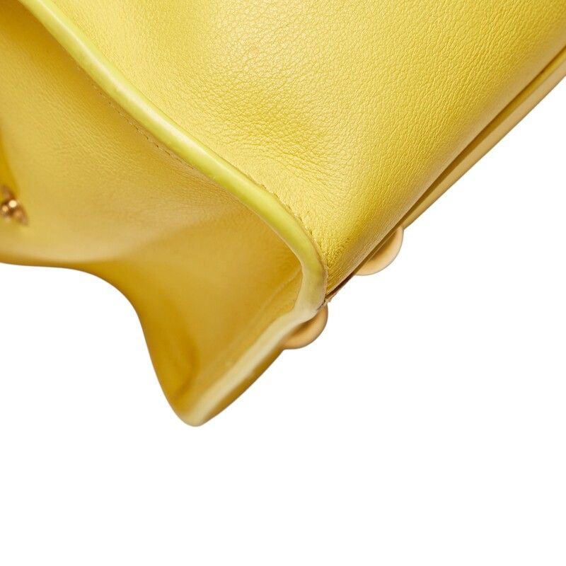 Saint Laurent Petit Cabas Y Line Handbag Shoulder Bag 2WAY Yellow Leather Women