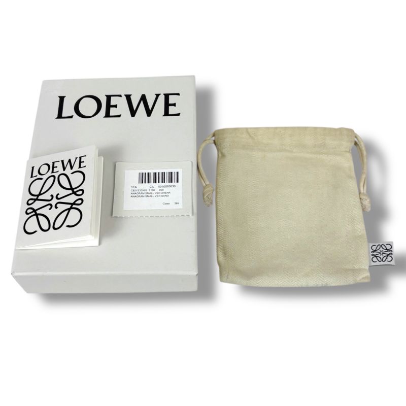 Loewe Anagram Trifold Wallet Pebble Grain Calf Sand Beige