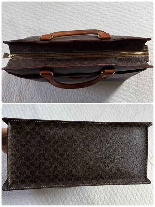 Celine Macadam Pattern Vintage Handbag Triomphe Business Calf Leather Brown