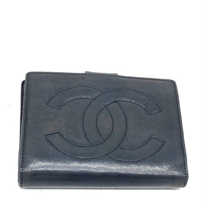 Chanel Wallet Bifold Clasp Lambskin Compact Leather Black CC Logo — view 3