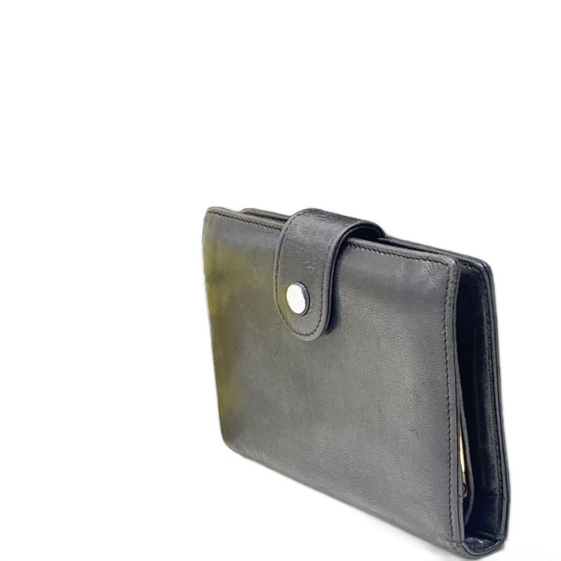 Chanel Wallet Bifold Clasp Lambskin Compact Leather Black CC Logo