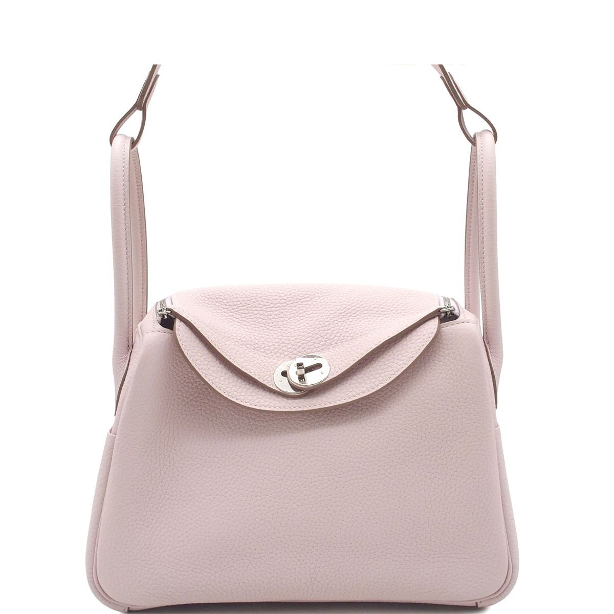 Hermes Lindy 26 Verso Mauve Pale Nata Silver Taurillon Clemence 2-Way Shoulder