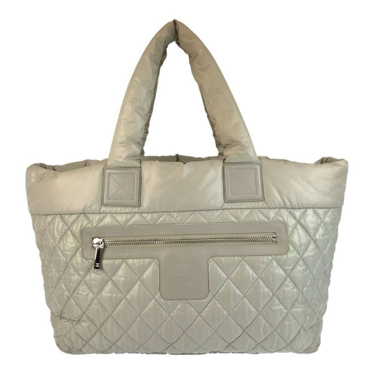 Chanel Coco Green Silver Nylon Tote Shoulder Bag