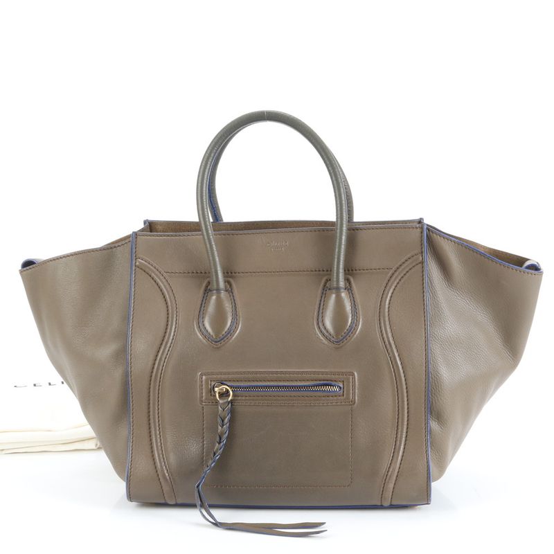 Celine Luggage Phantom Leather Tote Bag Shoulder Hand Brown Women's ERE Cw48-10