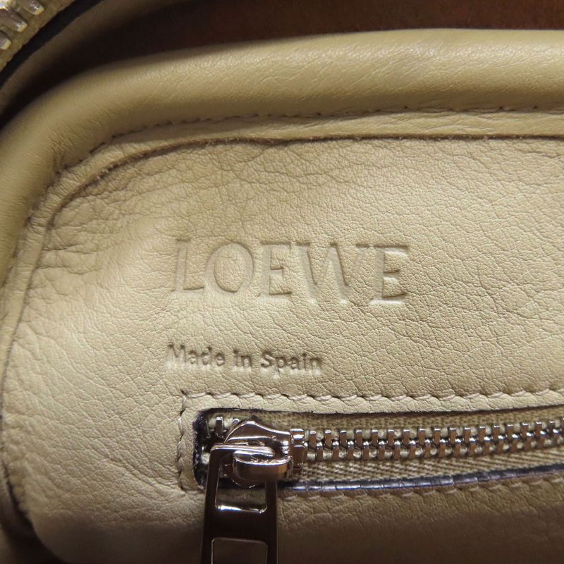 Loewe Amazona 2WAY Handbag Calf Women Leather Strap Crossbody Beige Tan