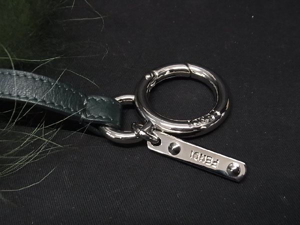 Fendi Back Charm Key Holder Key Ring Men's Women's Green And Silver Aq7481