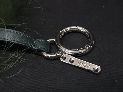 Fendi Back Charm Key Holder Key Ring Men's Women's Green And Silver Aq7481