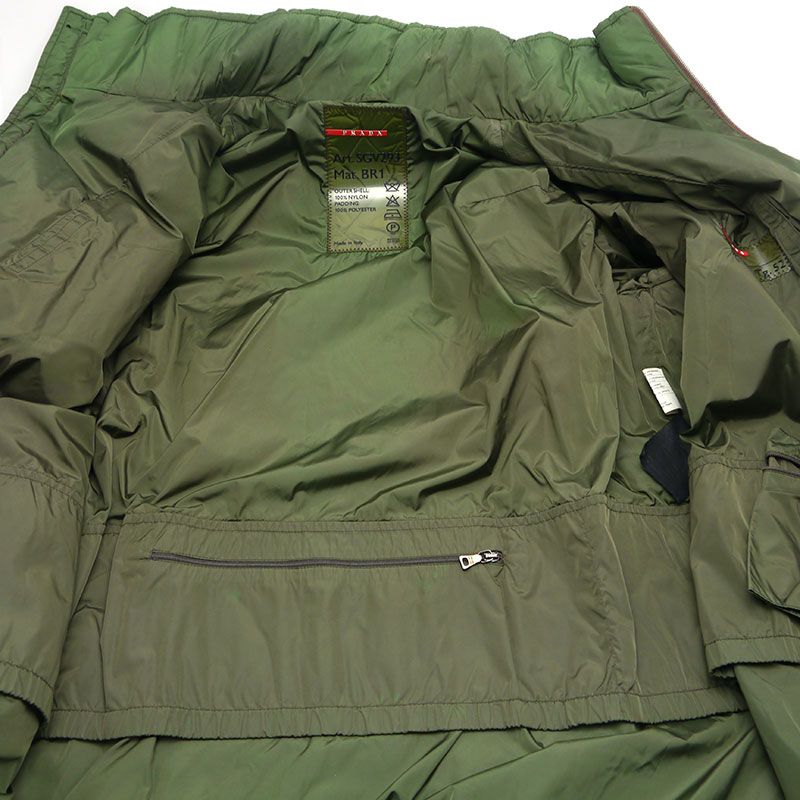 Prada Nylon Jacket Sgv293 Khaki Green Cotton Coat