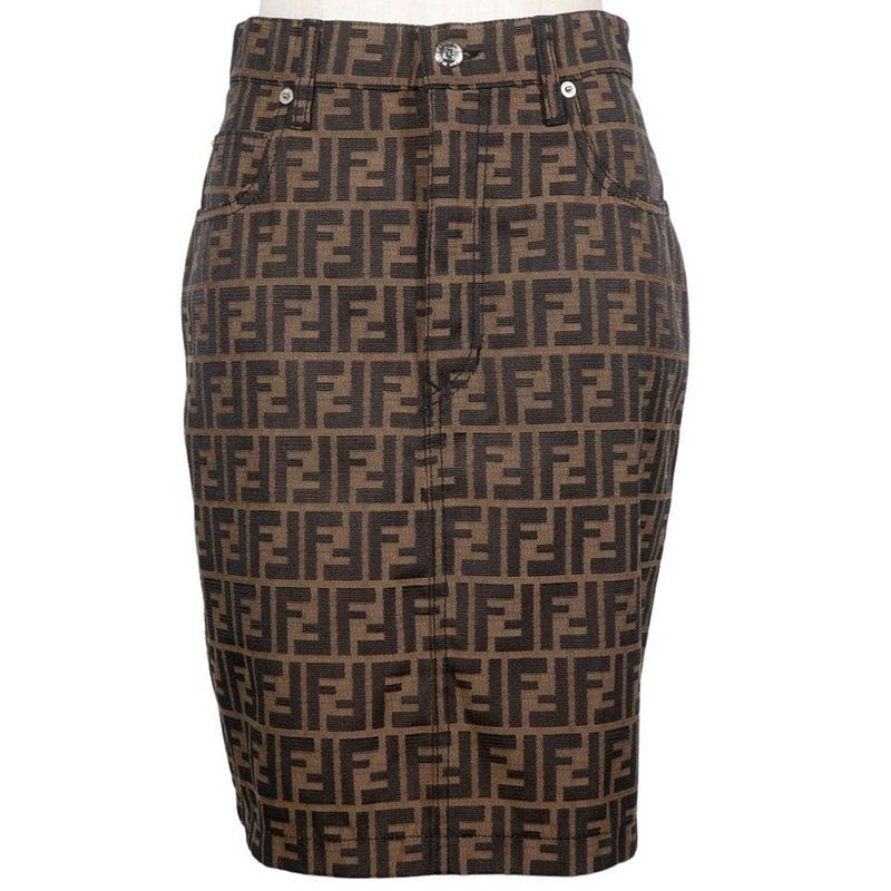 Fendi Tight Skirt Zucca Pattern 09.541310 66960 Polyester And Cotton Brown