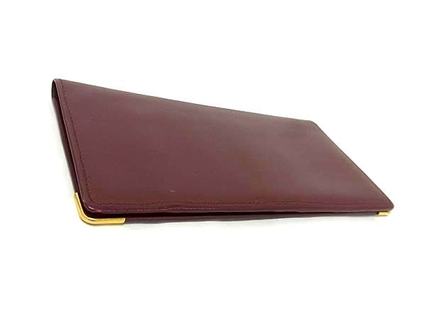 Cartier Must Line Leather Bifold Long Wallet Men's Women's Bordeaux Fm9547