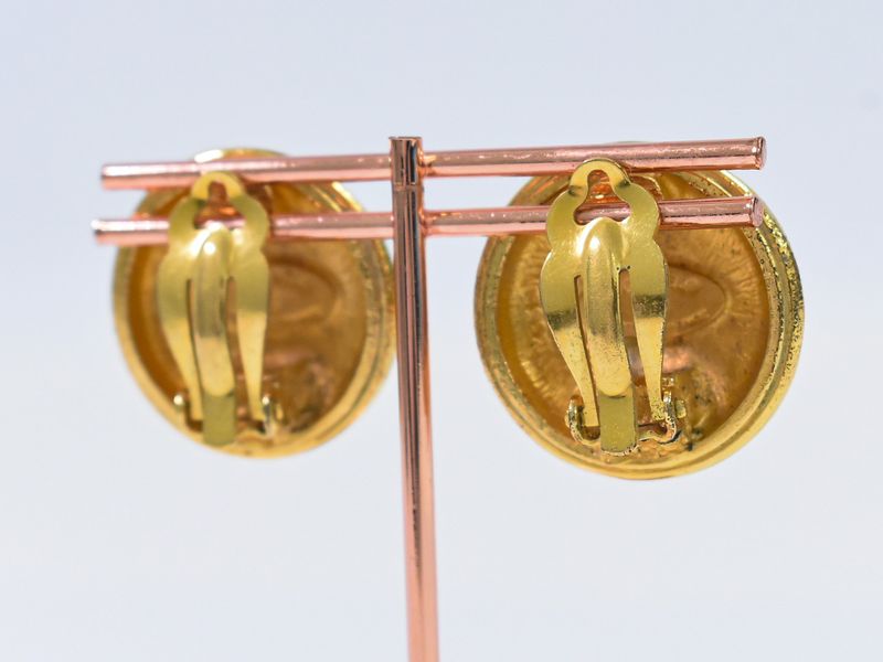 Authentic Chanel Coco Mark Earrings GP Gold Plated Coco Mark Accessories