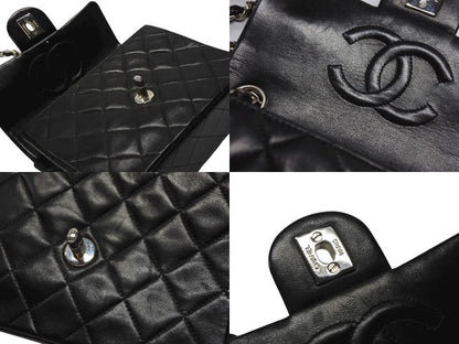 Chanel Mini Quilted 17 Shoulder Bag CC Logo Lambskin Black Silver — view 7