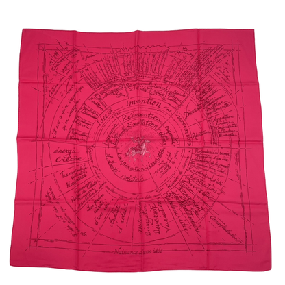 Hermes Carre 90 Dea's Birth Silk Scarf Pink