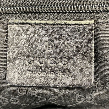Gucci Tote Bag Sherry Line 73983 Denim Black Silver Hardware Women's