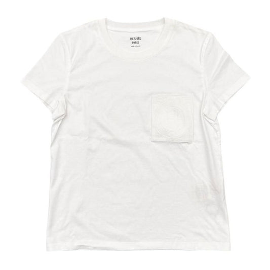 Hermes Short Sleeve T-Shirt H Logo Embroidered Pocket 3 E4620 dl Size 36 Cotton
