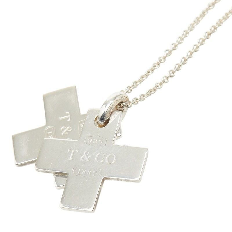 Tiffany & Co Double Cross Pendant Necklace Silver
