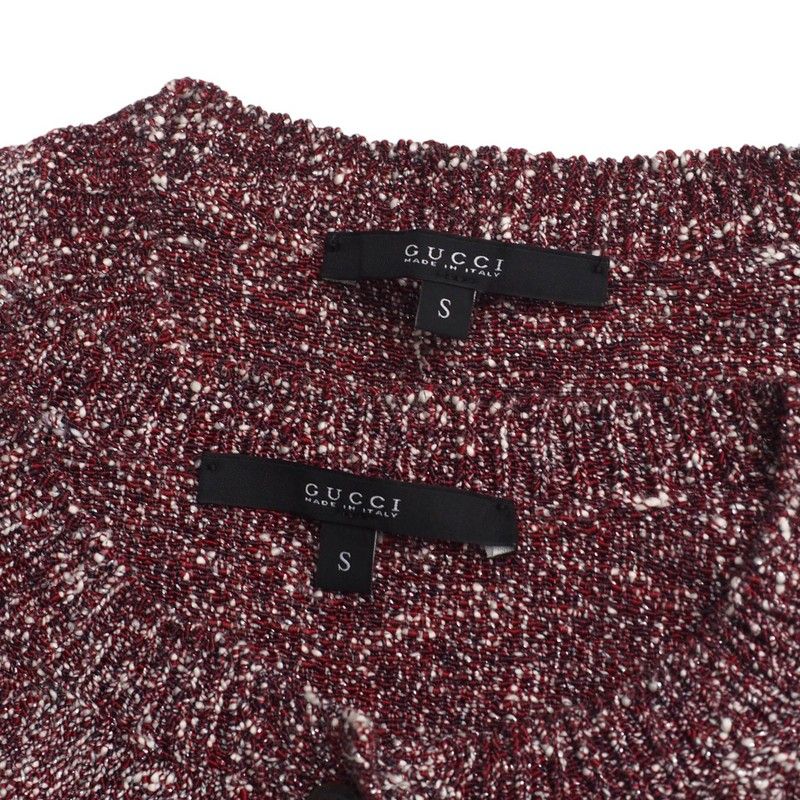 Gucci Ensemble Size S Knit Cardigan Knit Dress GG Logo Lame Red [recommended]