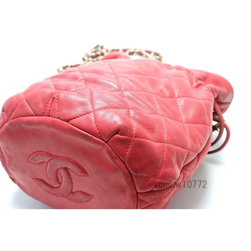 Chanel 0 Quilted Leather Chain Shoulder Bag Drawstring Pouch — view 4