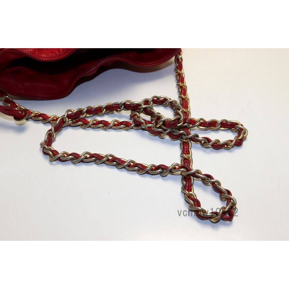 Chanel 0 Quilted Leather Chain Shoulder Bag Drawstring Pouch — view 6