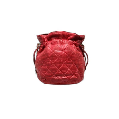 Chanel 0 Quilted Leather Chain Shoulder Bag Drawstring Pouch