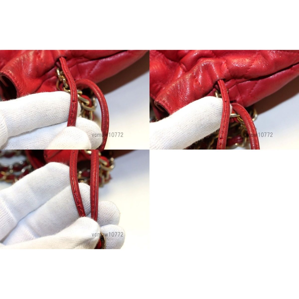 Chanel 0 Quilted Leather Chain Shoulder Bag Drawstring Pouch — view 9