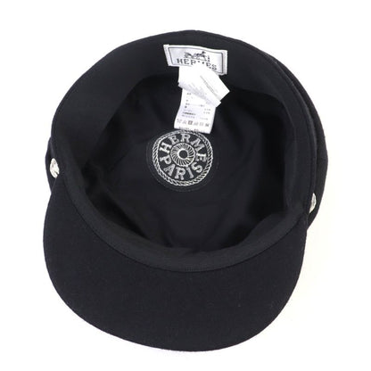 Hermes Cabourg En Finesse 100% Wool Logo Button Logo Patch Casket Black 59 Made