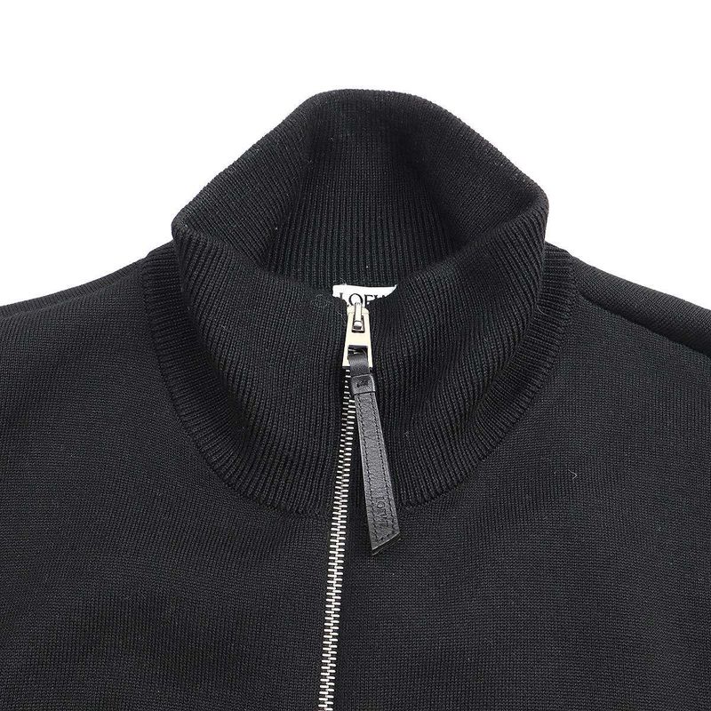 Loewe 23aw Anagram Zip-Up Wool Knit Sweater H526y16k42 Black XXL
