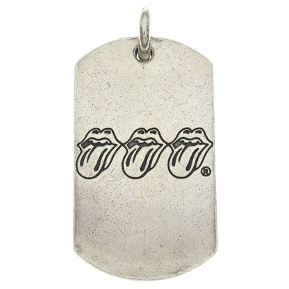 Chrome Hearts Rolling Stone Dog Tag Pendant Top Silver