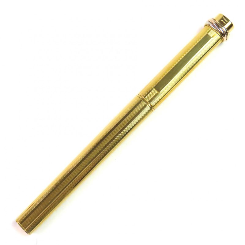 Cartier Vintage Trinity Ballpoint Pen With Cap Gold With Case Made In France