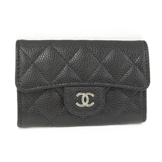 Chanel Quilted Classic Flap Card Case Leather Black Ap0214