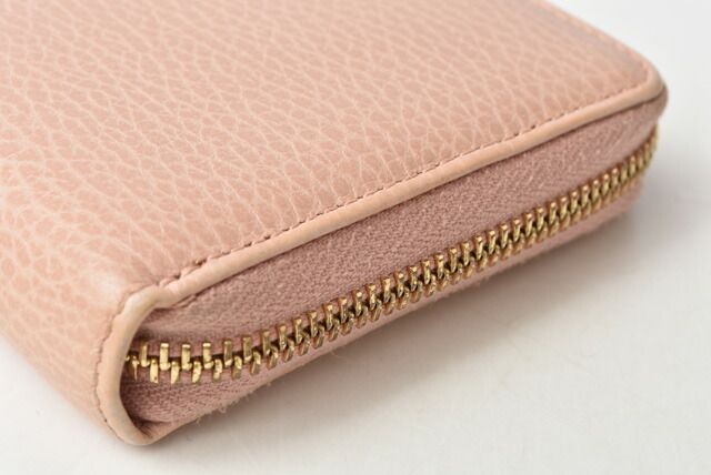 Gucci Wallet Gucci Long Wallet Petit Marmont Leather Pink Beige Round Zipper