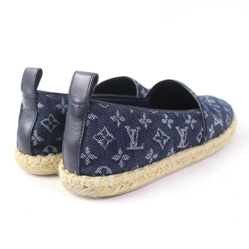 Louis Vuitton Monogram Denim Espadrille Flat Shoes Slip-on Indigo 36 Made In
