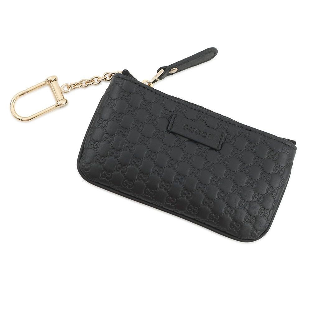 Gucci Key Case Micro Guccissima Leather Coin Black